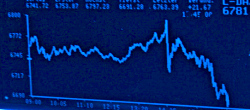 Anzeigetafel in der Börse Frankfurt: fallender DAX