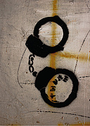 Graffitto einer Handschelle (Detail des Veranstaltungsplakats)