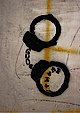 Graffitto einer Handschelle (Detail des Veranstaltungsplakats)